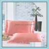 Pillow Case Bedding Supplies Home Textiles Garden Ll Silk Satin Double Face Envelope Design Pillowcase High Quality Dhead