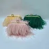 Evening Bags Fashion Versatile Feathers Chains Dinner Bag Women's New Trend Green Protable Wedding Clutch Messenger Bags 18B0988 220329