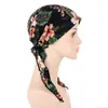 Мусульманские женщины напечатаны Hijabs Hats Turban Head Charf Chemo Рак Cap Cap Выпадение волос Шляпа Длинный хвост Bow Bownnet Широкая полоса