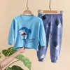 Pijama de pijamas de pijamas roupas de roupas de noite para casa para bebês meninos meninos algodão Autumn Manga longa Camiseta