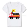T-shirts sommar baby pojkar flickor brandman kläder kort ärm o-hals t shirt ren eld lastbil t-shirt märke tee topps unisex 1-10t-shirts