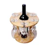 Porte-verres à vin Supports de séchage de table en bambou Camping pour 6 et 1 porte-bouteilles 220509