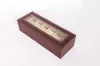 6 Grid Brown Watch Box Orologi Display Scatole portaoggetti Slot per bracciali Custodia portagioie Contenitore regalo Fibra di carbonio alta