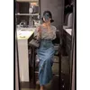 مصمم الفساتين غير الرسمية 10379# Xiaoxiangfeng Royal Sister Fried Street Dired Fashion Device Skirt Sear Wear with Two Stips من ملابس الصيف للسيدات aaiq
