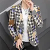 Män Slim Fit Printing Office Blazer Jacket Mode Solid Mens Suit Jacka Bröllopsklänning Coad Casual Business Male Suit Coat 220409