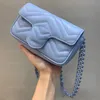 2022 New Marmont Shather Bag Marmont Belt Bag Beige Blue Handbag 크로스 바디 미니 상단 손잡이 세라믹 마무리 디자이너 Luxury Pur227R