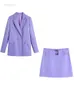 2022 Summer New Women Skirt Fits Rose Color Sets Short Blazer Casual Streetwear Ladies Clothes Office Female Sets Runout L220725