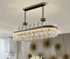 Lustre noir design ovale pour salle à manger, cuisine de luxe, luminaire moderne en cristal, décoration de maison, lampe en cristal
