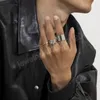 Hip Hop Silber Farbe Legierung Ring für Männer Vintage Geometrische Big Star Trendy Set von Ringen Kpop Schmuck Party Zubehör