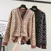 Maglioni firmati per giacca cardigan lavorata a maglia da donna La donna cade in jacquard vintage sciolto sopra una giacca maglione sottile