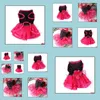 Dog Apparel Supplies Pet Home Garden Cat Bling Red Black Tutu Dress Lace Puppy Clothes Party Large Drop Delivery 2021 Lof8H