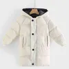2021 Autumn Winter Children garoto Jaqueta longa encapuzada algodão-algodão quente Parka de 3 a 10 anos de bebês jaquetas de roupas de bebê J220718