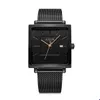 2022 Julius Nya rostfritt stål Mesh Band Women's Business Watch Square Stylish Quartz Wristwatch 30m vattentäta klockor