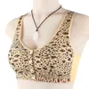 2 stycken 2022 Nya Leopard BH -bomullskvinnor Underkläder Bekväm Push Up Lingerie Front Stängning S Thin Thread Free L220726