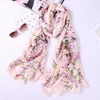 100% Natural Silk Scarf Women Luxury Digital Print Flowers Silk Shawl Female Long Bandana Foulard Oversize 220516