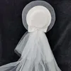 Başlıklar Düğün Şapkası Kadın Beyaz Çift Katman Saten Kadınlar Top Bow Gelin Peçe Velo de Novia Partisi Accessoire Cheveuxheadpieces