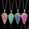 Pendentif Colliers Pendentifs Bijoux Mode Colorf Pierre Naturelle Guérison Cristal Quartz Druzy Chaînes En Or Pour Les Femmes Cadeau C3 Drop Delivery 2