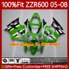 100% Fit OEM Body For KAWASAKI NINJA ZZR-600 600 CC 600CC 05-08 Bodywork 134No.13 ZZR 600 ZZR600 05 06 07 08 2005 2006 2007 2008 Injection Mold Fairing Kit stock green