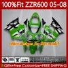 OEM Body Injection Mold voor Kawasaki Matte Black Stock Ninja ZZR600 05-08 ZZR-600 600 CC 05 06 07 08 Cowling 38HC.22 ZZR 600 600CC 2005 2006 2007 2008 100% Fit Fairing Kit