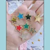 Pendant Necklaces Pendants Jewelry 5Pcs Fashion Star Charms Natural Abalone Shell Stone With Gold Platin Dhuiy