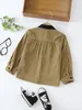 Toddler Boys Contrast Collar Flap Pocket Patched Detail Button Front Corduroy Coat SHE