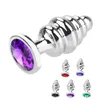 Metal Crystal Jewelry Spiral Beads Stimulation Stainless Steel Butt Plug Anal Prostate Massager sexy Toys For Woman Men