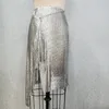 التنانير 2022 Sexy Club Silver Aluminium Sequin Metallic غير متماثل Mesh Mesh Chainmail Skirtparty Skirt3491080