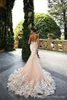 2022 Luxury Arabic Mermaid Wedding Dresses Dubai Sparkly Crystals Long lace Bridal Gowns Court Train Tulle Skirt vestido de novia