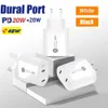 Double 2 Port Type C Port Pd Мобильный телефон быстро зарядка PD40W Quick Charge Chargers Double Ports US UK EU