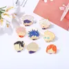 Jujutsu kaisen chibi emalj pin tecknad märke metall anime lapel kläder ryggsäck hatt smycken barn fans vänner presenttillbehör3722554