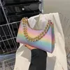 Мода Rainbow Sequin Женские сумки новая тенденция кожаная сумка из кожи на плече