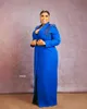 2022 Plus La Taille Arabe Aso Ebi Bleu Élégant Sexy Robes De Bal Perles Cristaux Soirée Formelle Partie Deuxième Réception Anniversaire Robes De Fiançailles Robe ZJ155