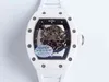 Роскошные мужские механики смотрят на наручные часы Рича Миллеса белая керамическая прямоугольная винная бочка персонализированная полная циферблата механические часы