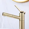 Havza musluk fırçası altın banyo musluk tek kollu havza mikseri musluk sıcak ve soğuk su musluk pirinç lavabo su vinç