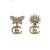 18k Gold Plated Luxury Brand Designers Letters Stud Earrings Classical Geometric Women 925 Silver Butterfly Crystal Rhinestone Earring Wedding Party Jewerlry