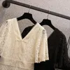 Vesti de macacões de tamanho feminino vestidos de macacões preto renda branca de manga curta midi 5xl grande manto casual vintage vestido de roupas de verão no verão