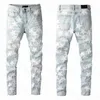 AMI Hommes Femmes Designers Jeans Distressed Ripped Biker Slim Straight Denim Pour Hommes Imprimer Armée Mode Mans Pantalon Maigre