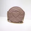 Sacs de messager de concepteur Sacs ronds en cuir véritable Lady Circle Heart Chain Purse Fashion Cross Body pour femmes Sac cosmétique de couleur unie Sacs à bandoulière de luxe Sacs à main