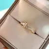 S925 Zilveren luxueuze kwaliteit punkband ring met diamant in 18k roségouden verguld en platina voor vrouwen feest bruiloft sieraden cadeau