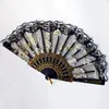 Dentelle Danse Fan Show Artisanat Ventilateurs Pliants Rose Fleur Conception En Plastique Cadre Soie Main Ventilateur GCE13670