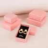 Embrulhe de jóias rosa Pink Box de embalagem de caixa de armazenamento Colar de anel de armazenamento retangular esponja Cartongift forro