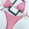 Summer Designer Fashion Luxury SwimeWear GC Märke Double Letter Bikini Ladies Sexig Pool Beach Swimsuit Solid Color Water Sports Högkvalitativ badkläder för kvinnor