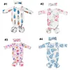 Sacchi a pelo annodati per bambini Cartone animato stampato a maniche lunghe Swaddle Wrap Infantile neonato con nodo floreale Set fascia per capelli M4151
