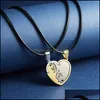 Pendant Necklaces Animal Black White Cat Stitching Necklace Simple Friendship Gift Heart Shape Gold Cute Co Baby Dhojn