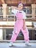 Stage Wear Ragazze Hip Hop Street Dance Abbigliamento Estate maniche corte Top Pantaloni rosa Costume jazz Costume da performance per bambini BL8173Stage