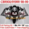 Kroppsarbete för Honda CBR 900 919 RR CC 98-99 Years Bodys 118no.22 CBR 919RR 900R 900cc 919cc CBR919 CBR900 RR CBR919RR 98 99 CBR900R 1998 1999 FAIRING KIT GRÖN Black