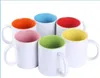 11 oz Venta caliente Billet Sublimación Taza de cerámica Mango de color Color interior Transferencia de bricolaje Prensa de calor Impresión Tazas de agua por mar Inventario DAP467