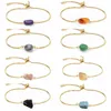 Bracelet chaîne en or cristal pour femmes, énergie diffuse, guérison, Chakra, Yoga, manchette, pierres précieuses brutes, bijoux de Couple en pierre originale brute