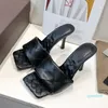 Сандалии сплетенные женские тапочки квадратные мулы свадебные туфли на высоких каблуках 2022