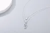 Catene Ins925S Argento Nicchia Simbolo musicale Doppio ciondolo intarsiato con diamante Clavicola Temperamento Collana semplice FemaleChains